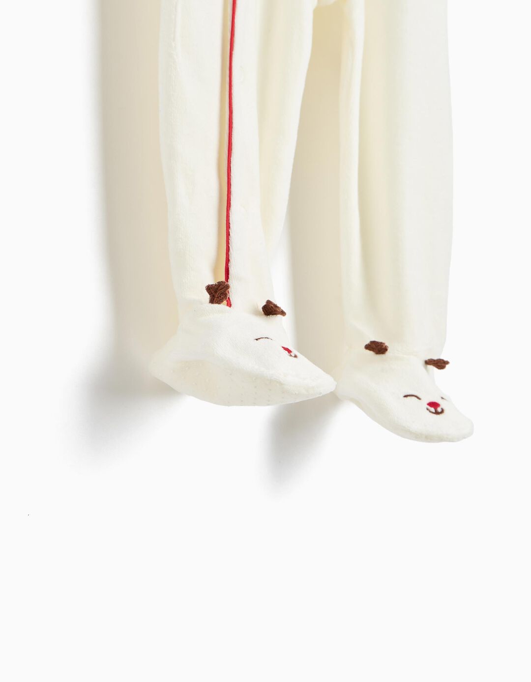 Babygrow De Veludo Natal, Menina, Cru