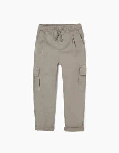 Cargo Trousers in Cotton for boys, Light Grey