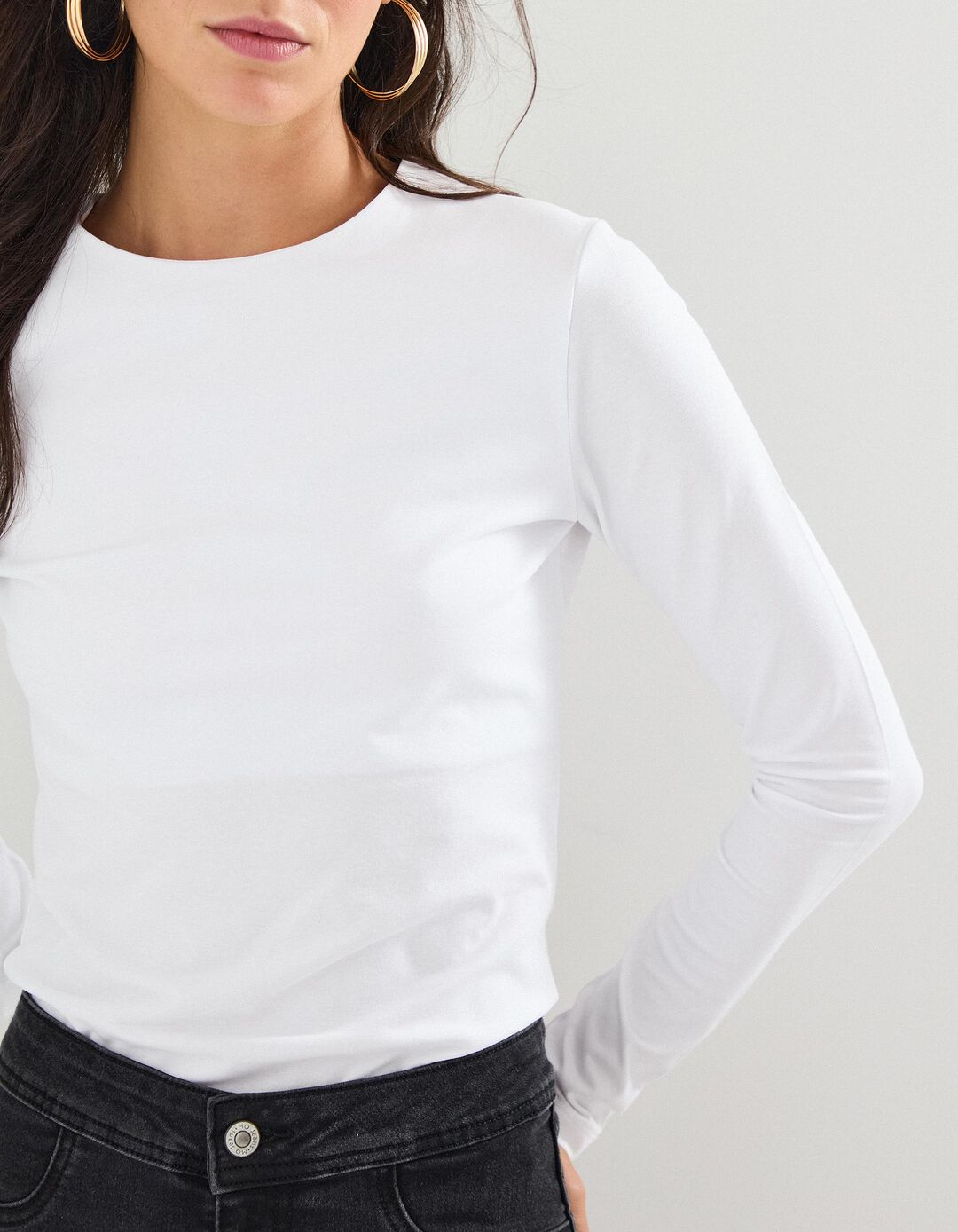 T-shirt Manga Comprida, Mulher, Branco