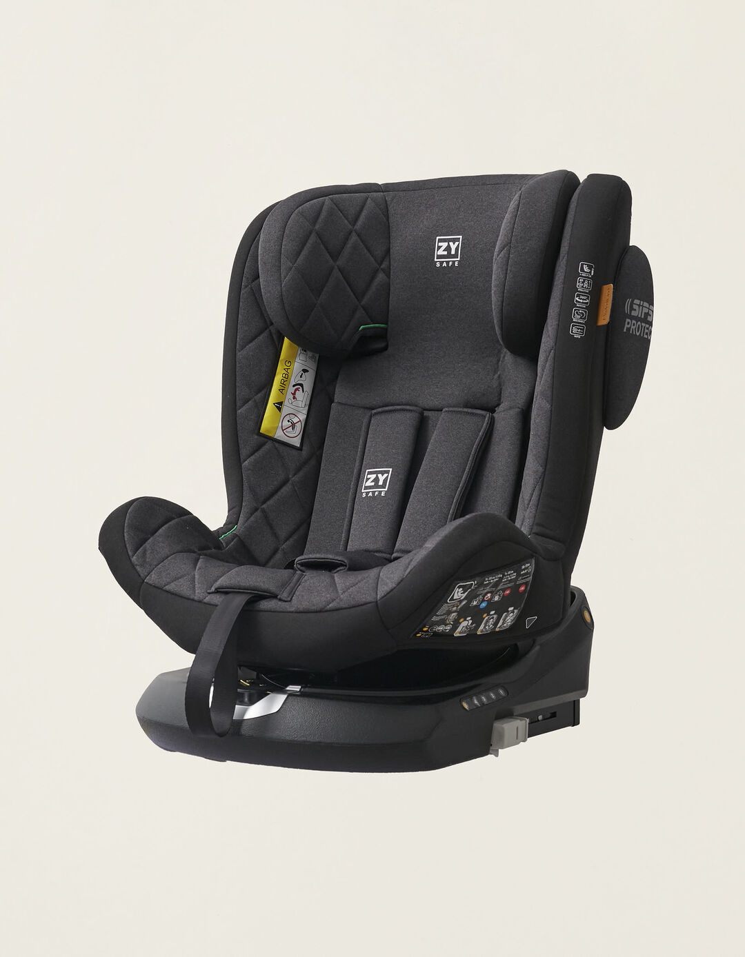 Cadeira Auto I-Size ZY Safe Premium com Isofix (76-150), Preto/Cinza