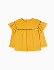 Long Sleeve Cotton T-shirt for Girls, Yellow 