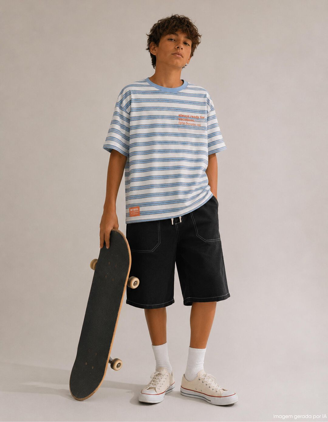 Cal&ccedil;&otilde;es de Ganga 'Loose Fit', Menino, Preto