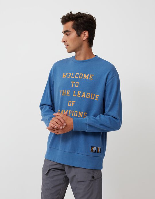 Piquet Sweatshirt, Men, Blue