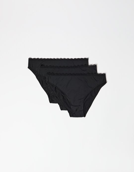 Comprar Online Pack 3 Cuecas de Microfibra, Mulher, Preto