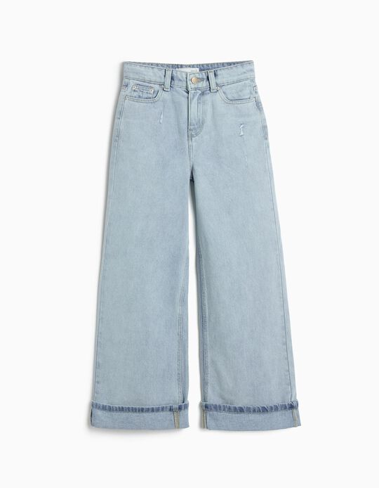 Comprar Online Cal&ccedil;as de Ganga 'Wide Leg', Menina, Azul Claro