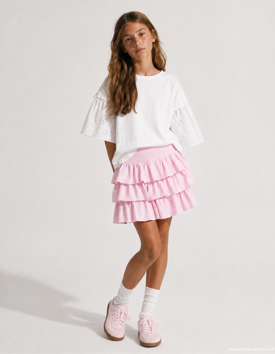 Saia-Cal&ccedil;&atilde;o, Menina, Rosa Claro