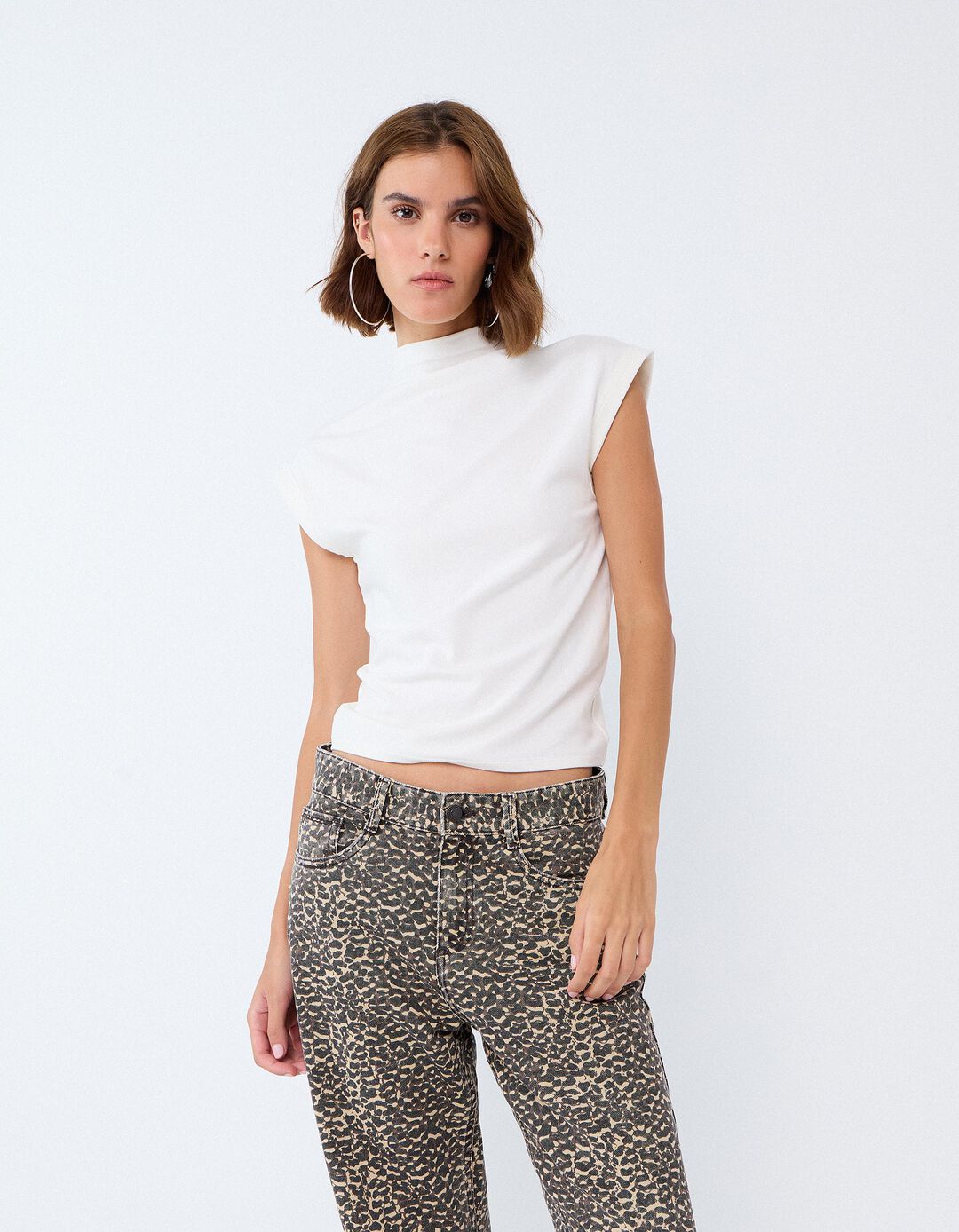 T-shirt Sem Mangas, Mulher, Bege Claro