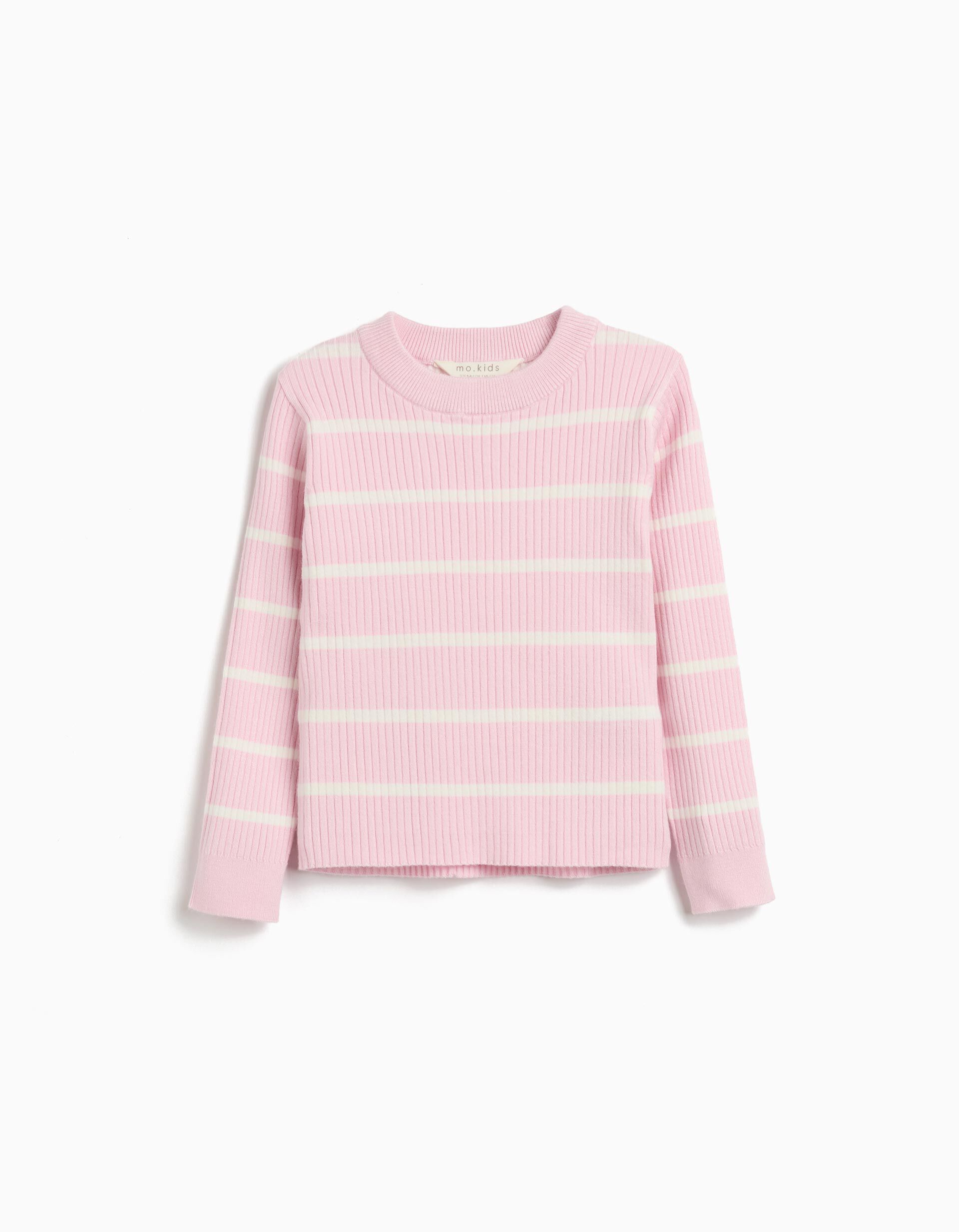 Comprar Online Camisola de Malha com Riscas, Menina, Rosa Claro