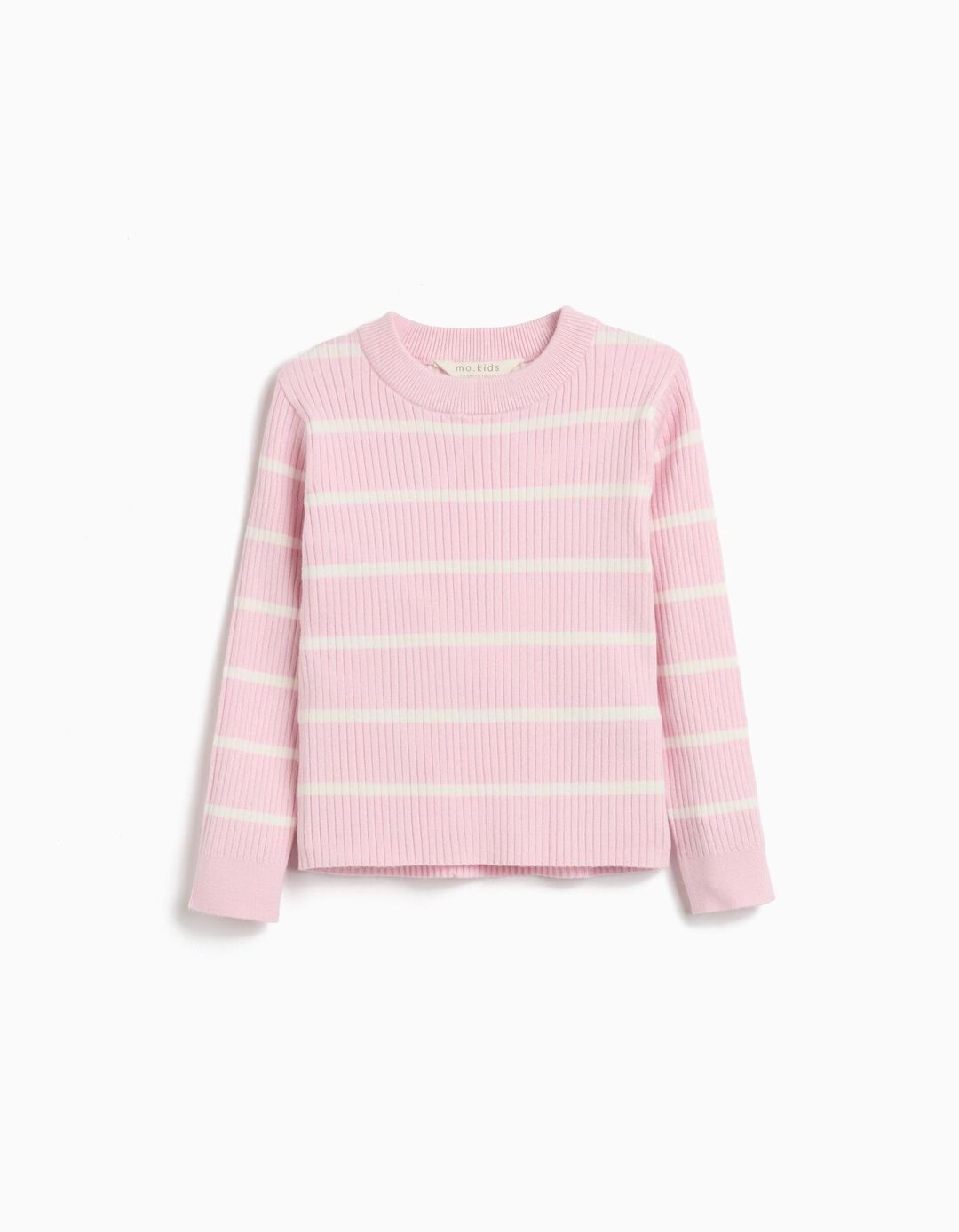 Camisola de Malha com Riscas, Menina, Rosa Claro