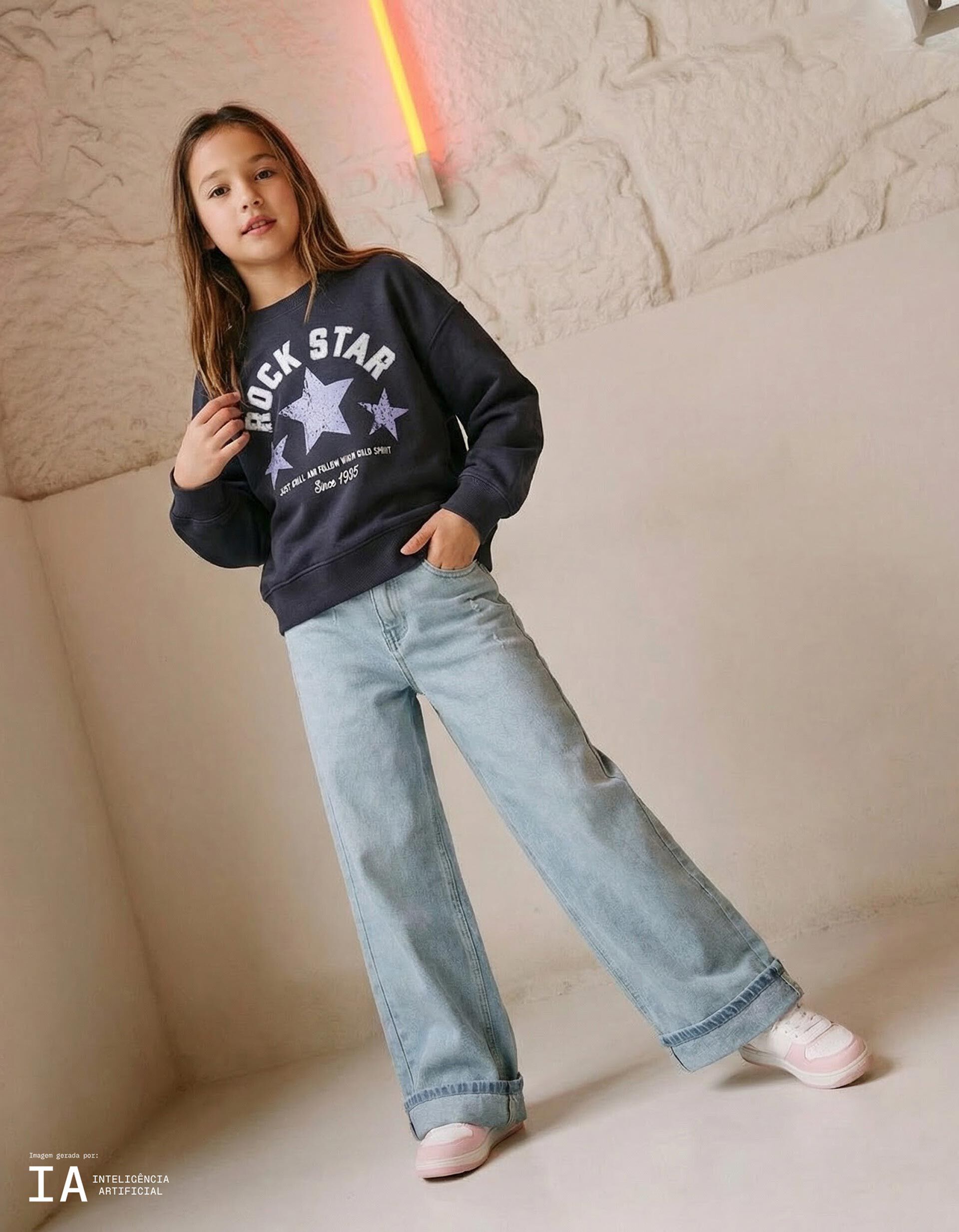 Comprar Online Cal&ccedil;as de Ganga 'Wide Leg', Menina, Azul Claro