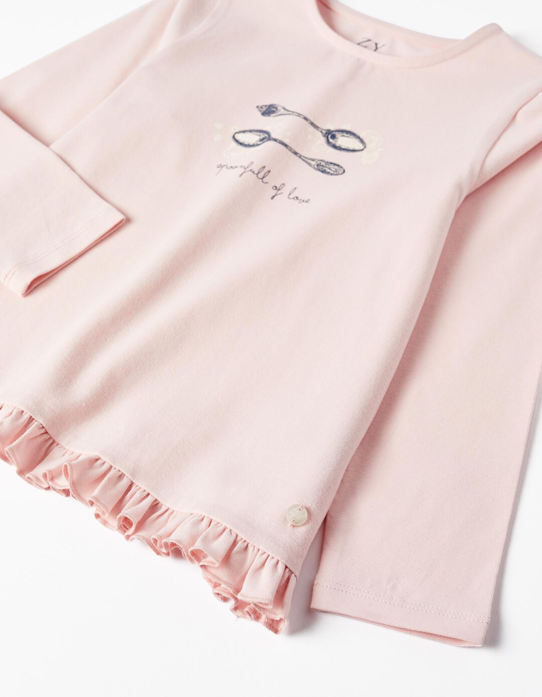 Long Sleeve Cotton T-shirt for Girls, Pink