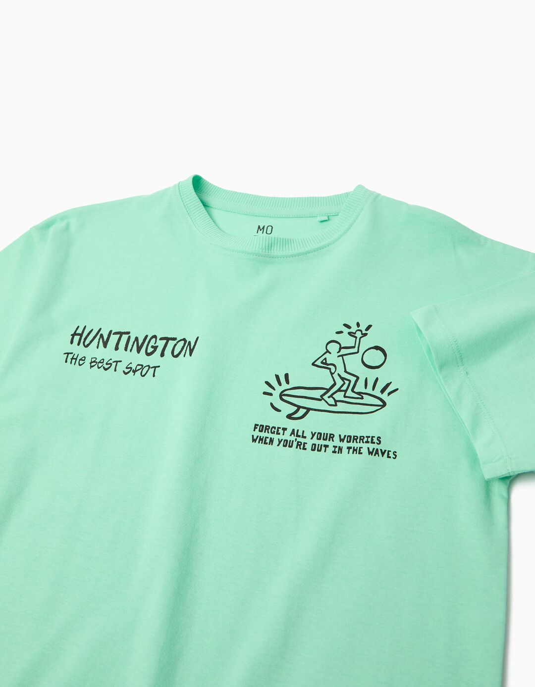 T-shirt Estampada, Menino, Verde Claro