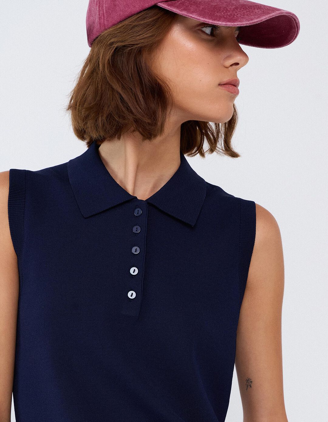 Polo Sem Mangas, Mulher, Azul Escuro