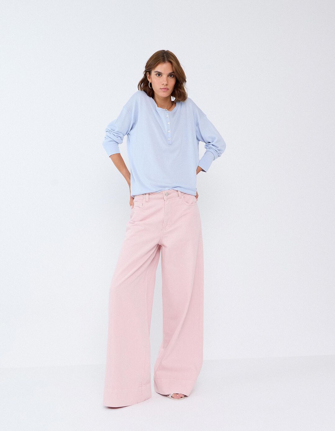 Cal&ccedil;as De Ganga Wide Leg, Mulher, Rosa Claro