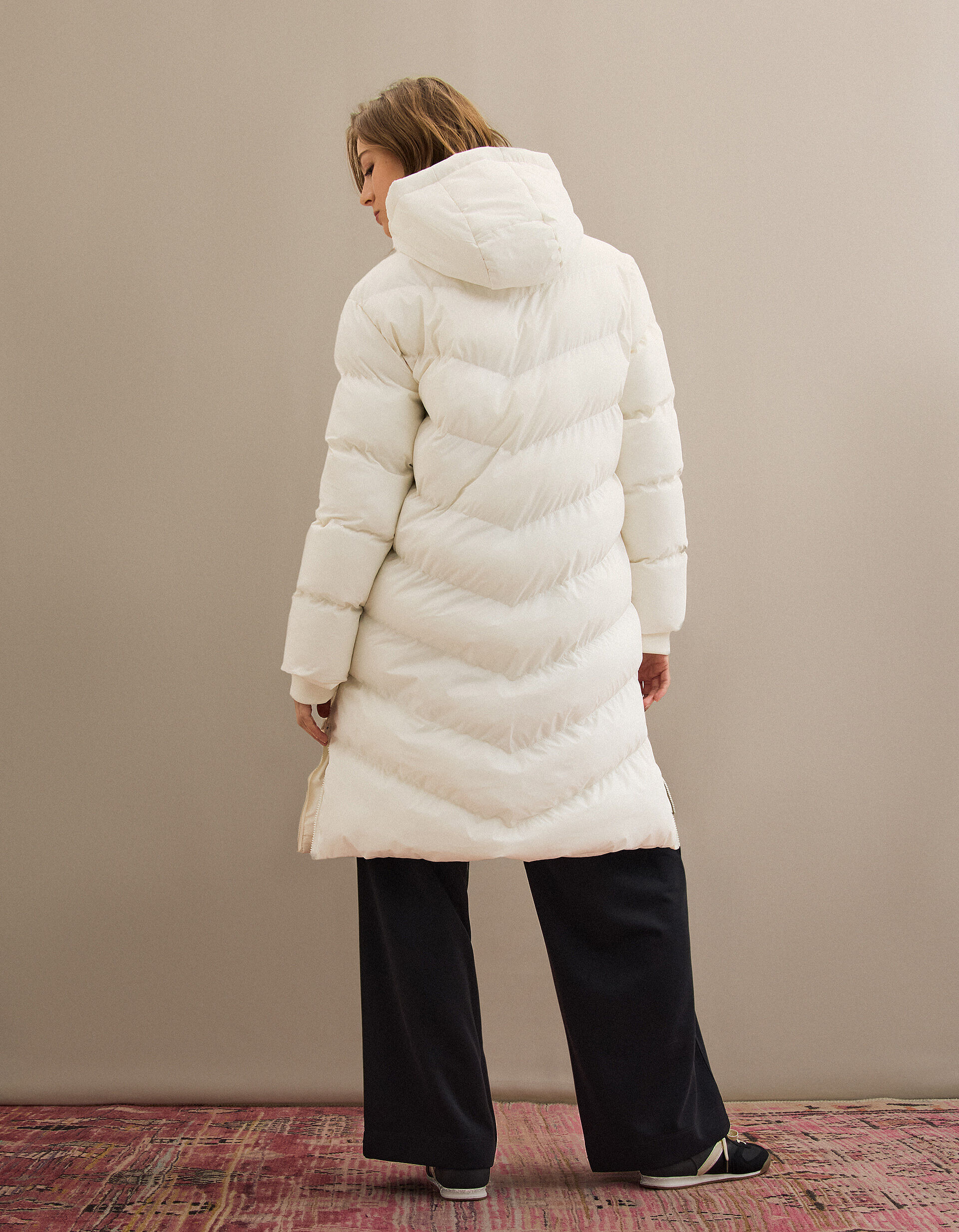 Comprar Online Casaco Acolchoado Comprido, Mulher, Bege Claro