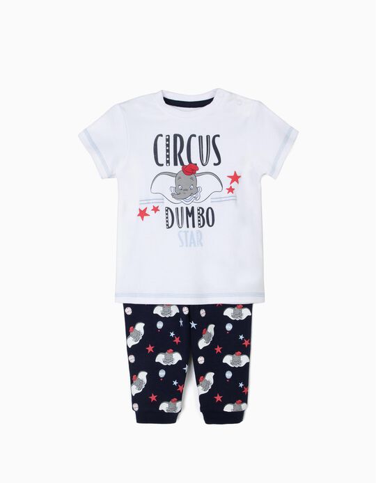Pijama para Beb&eacute; Menino 'Dumbo', Branco e Azul Escuro