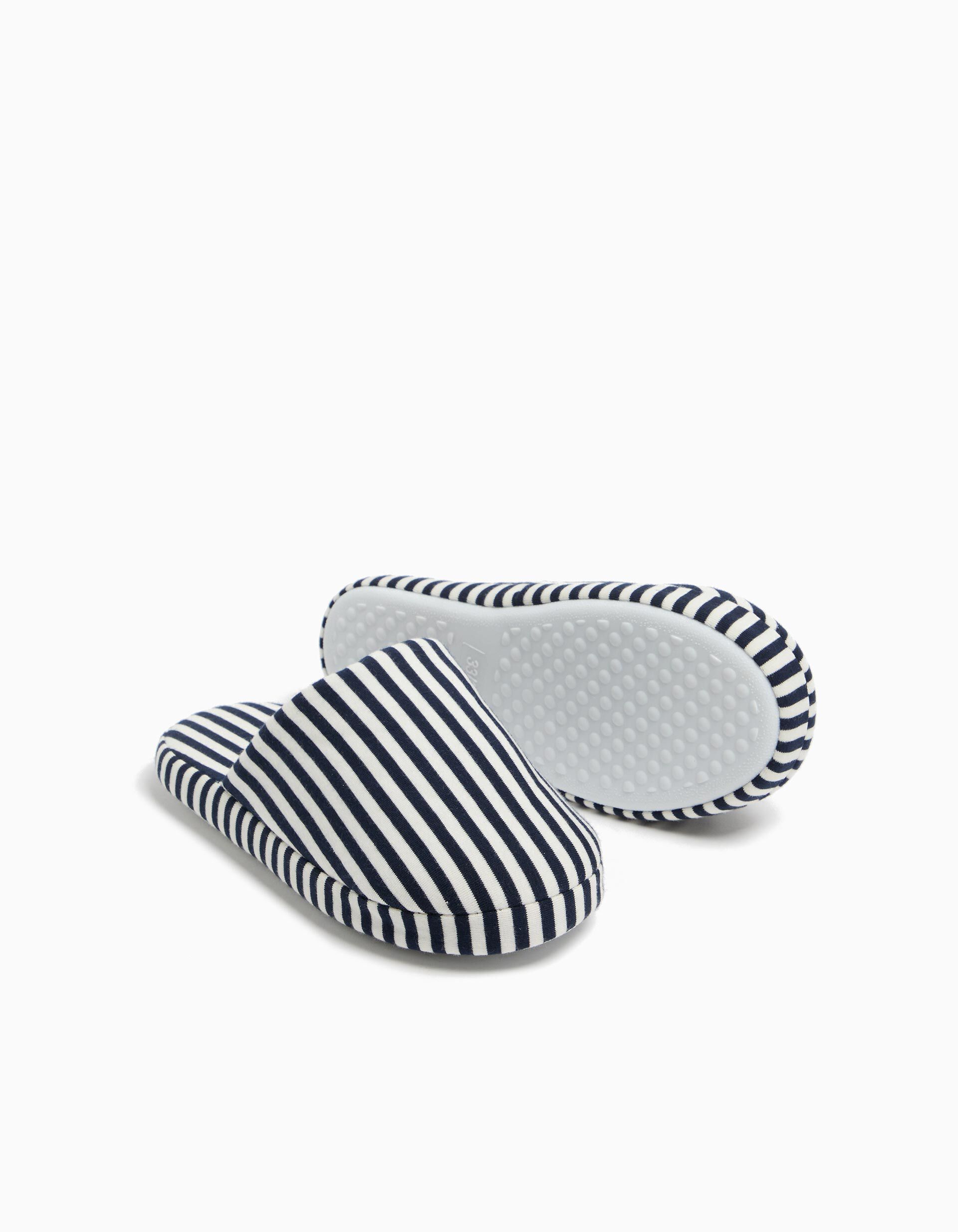 Comprar Online Chinelos de Quarto Riscas, Menino, Azul Escuro