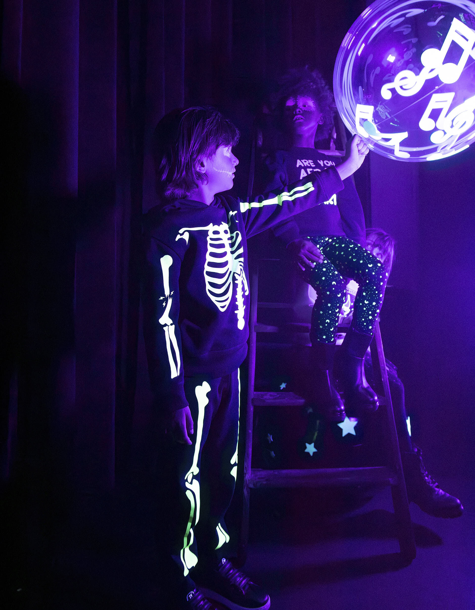Joggers for Boys Halloween Glow in the Dark Black