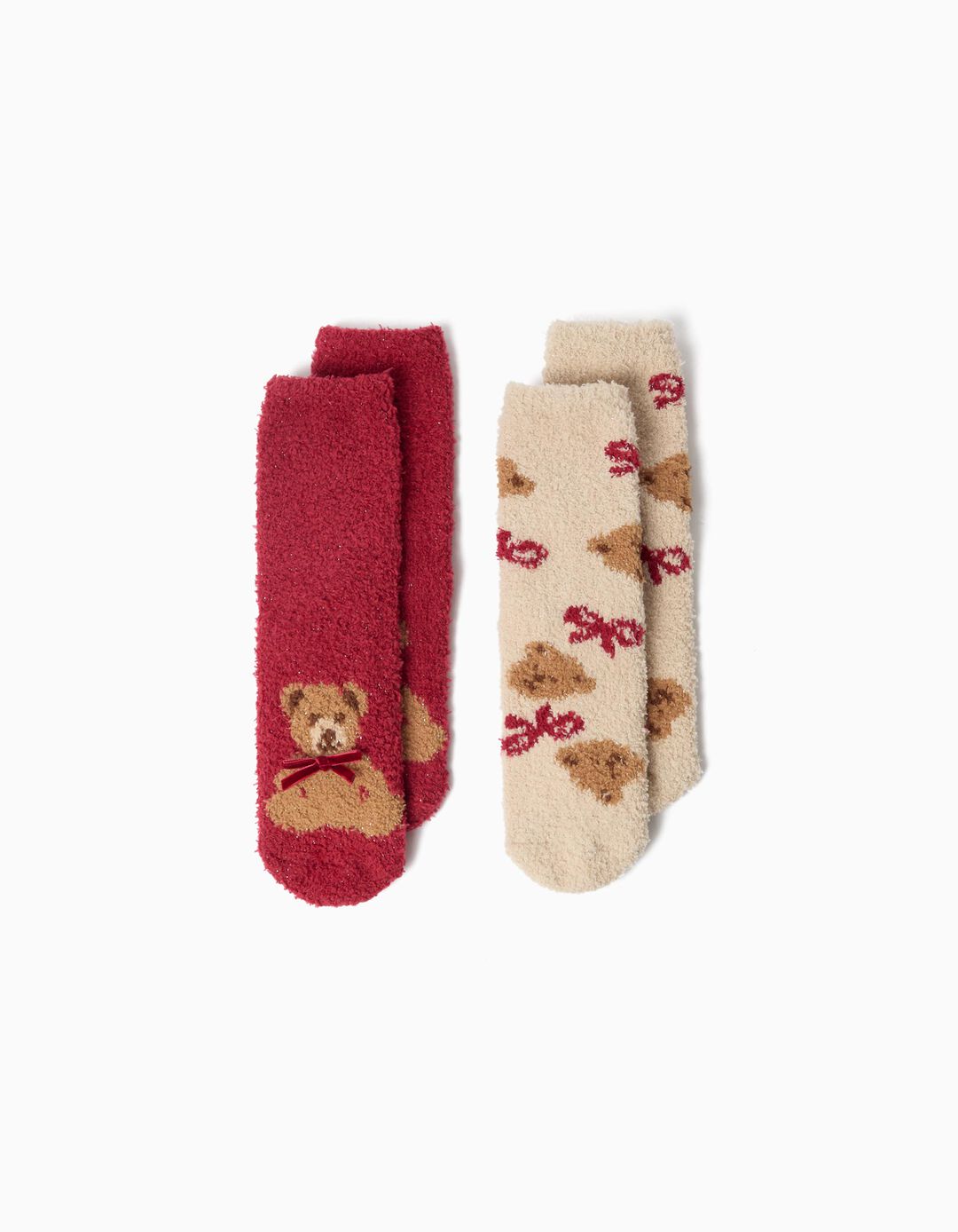 Pack 2 Pares de Meias Natal, Menina, Vermelho Escuro