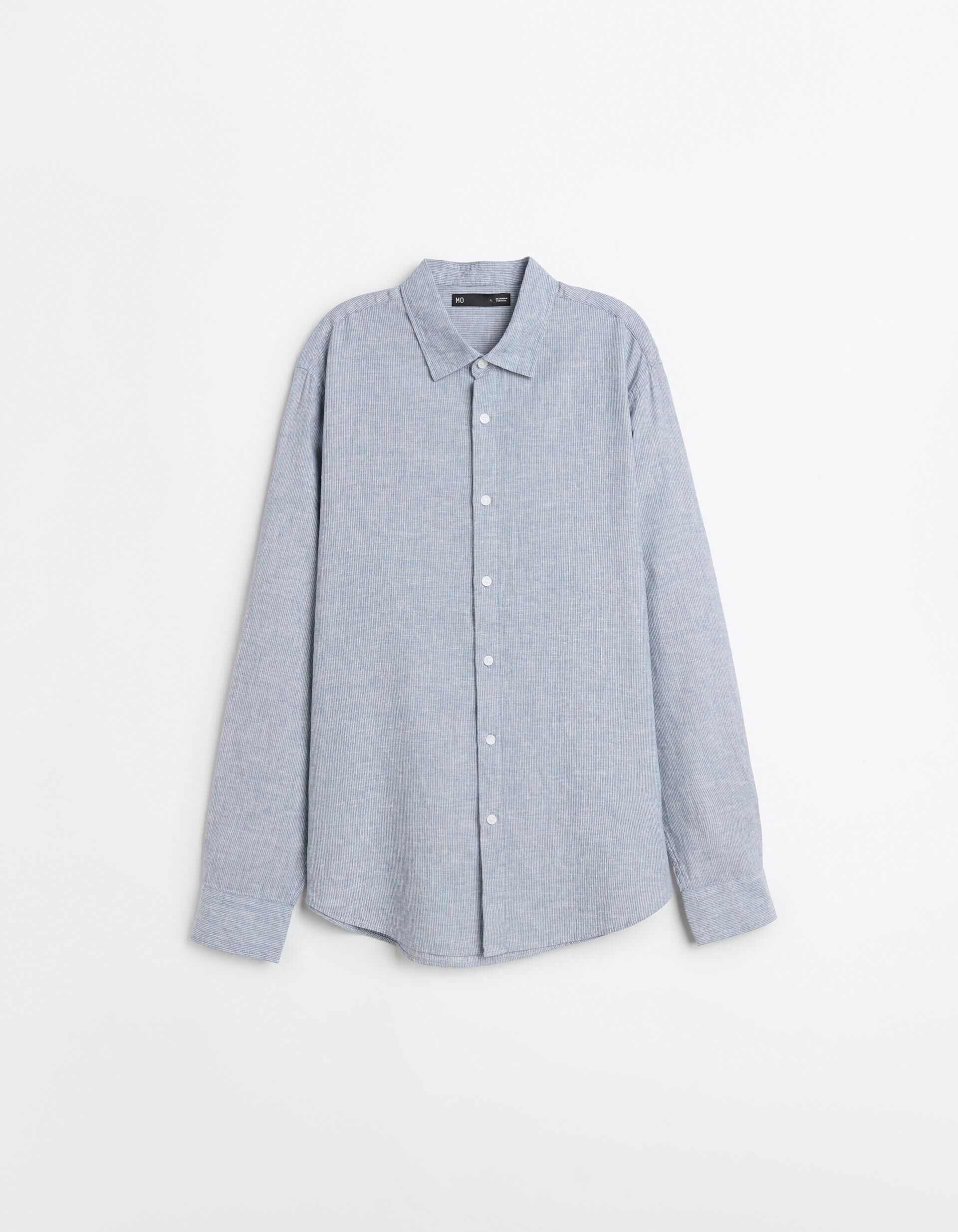 Comprar Online Camisa Riscas com Linho, Homem, Azul Escuro