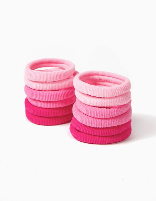 Pack of 12 Hair Elastic Bands, Pink