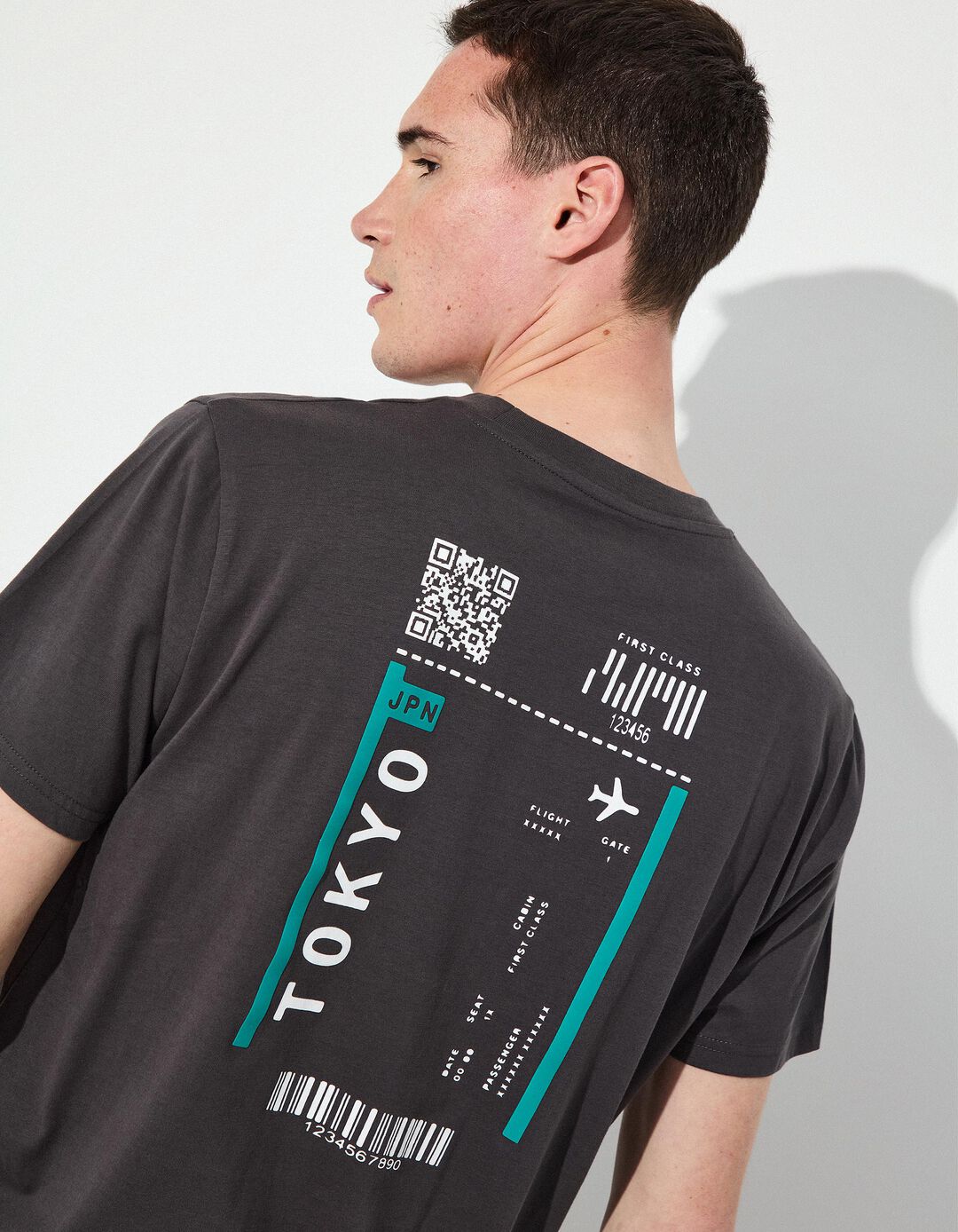 T-shirt Estampado, Homem, Castanho Escuro