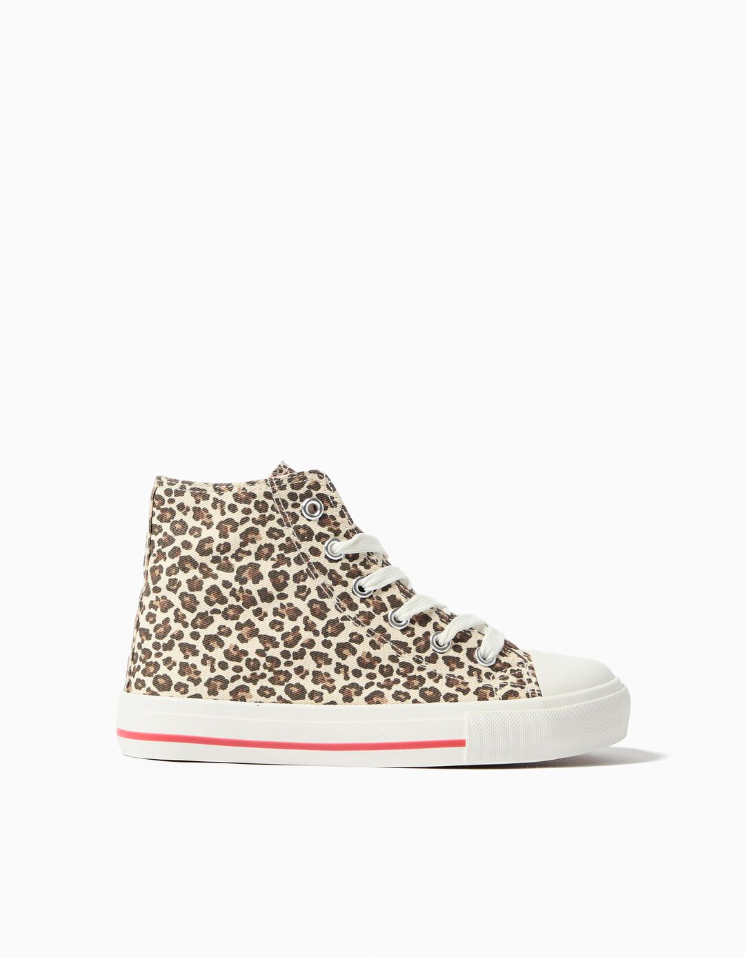 Sapatilhas em Tela High Top, Menina, Bege Claro