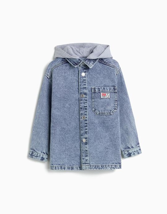 Comprar Online Sobrecamisa de Ganga com Capuz, Menino, Azul Claro