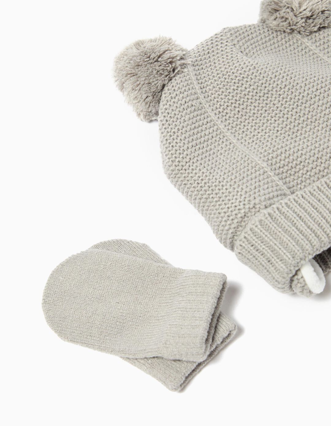 Conjunto Gorro e Luvas, Recém-Nascido, Cinzento