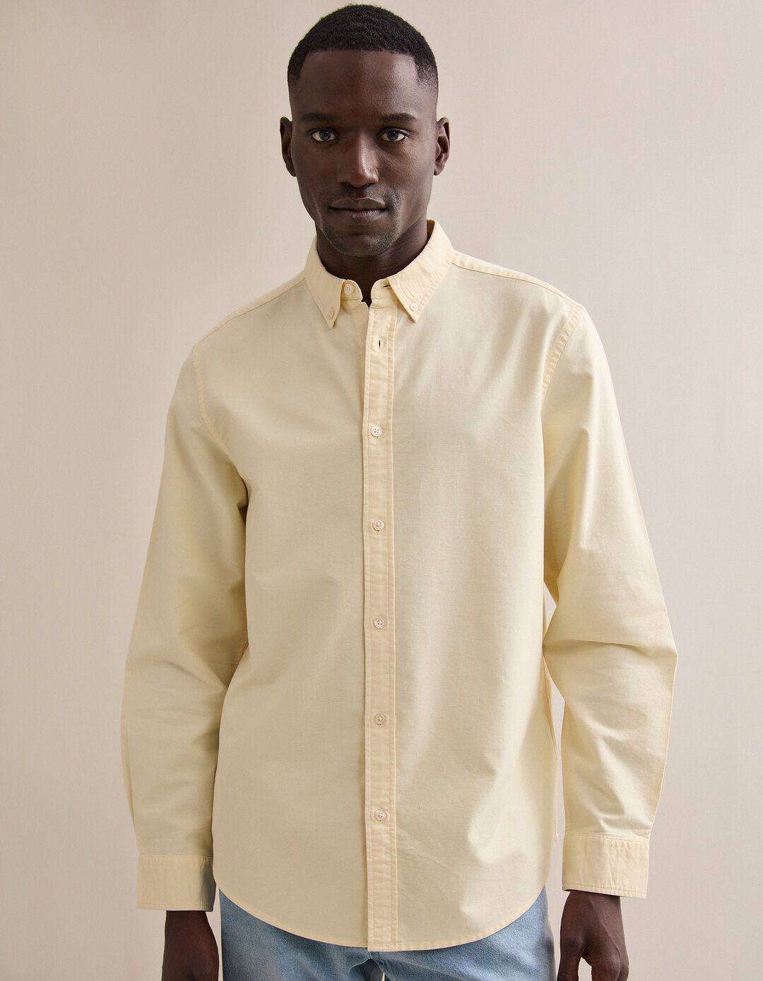 Camisa Oxford, Homem, Amarelo Claro