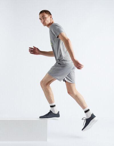 Reflective Print Sports Shorts, Men, Grey