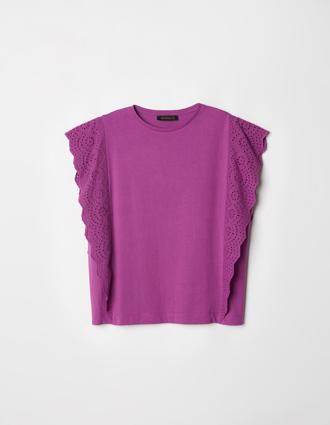 English Embroidered T-shirt, Woman, Dark Purple