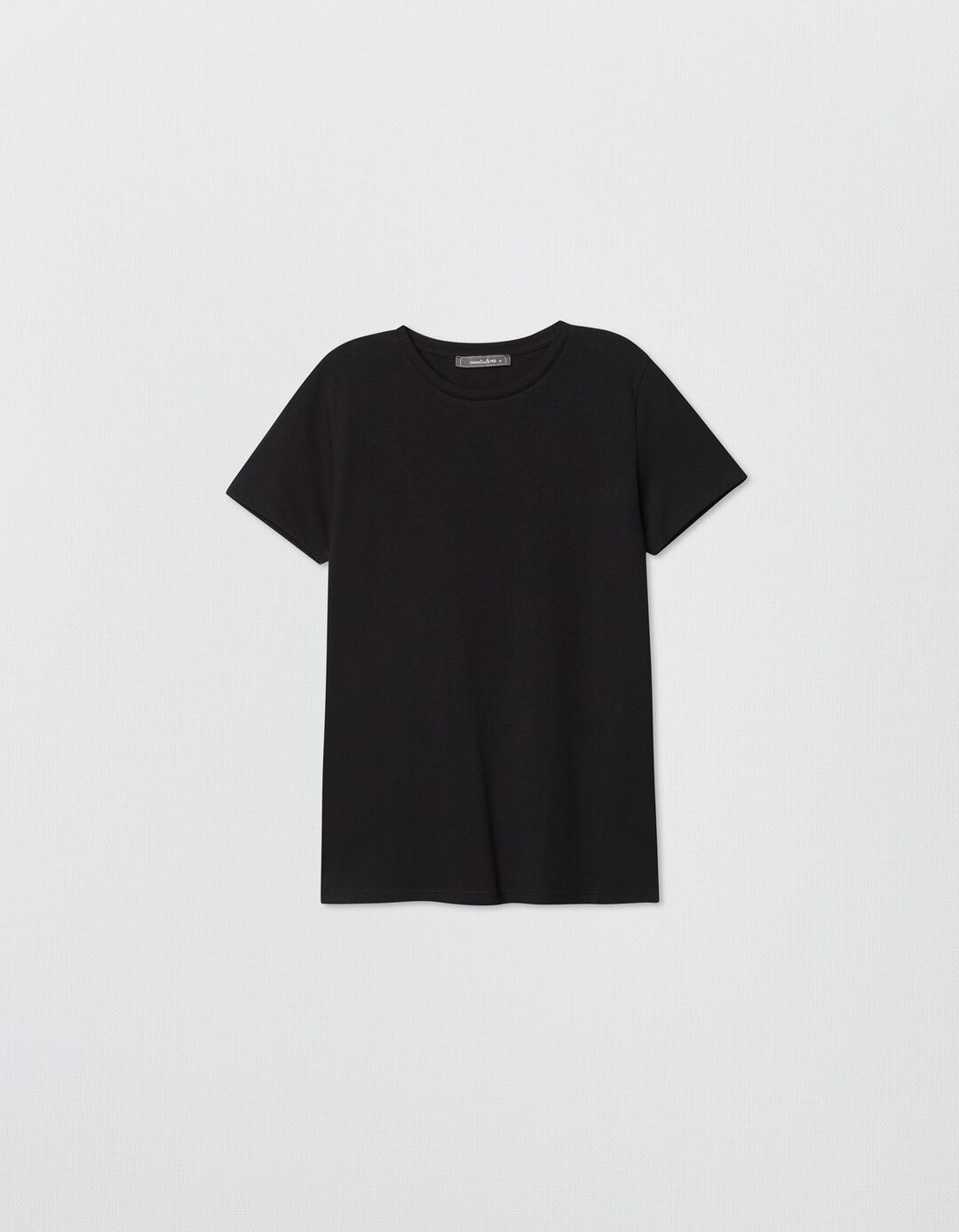 T-shirt Decote Redondo, Mulher, Preto
