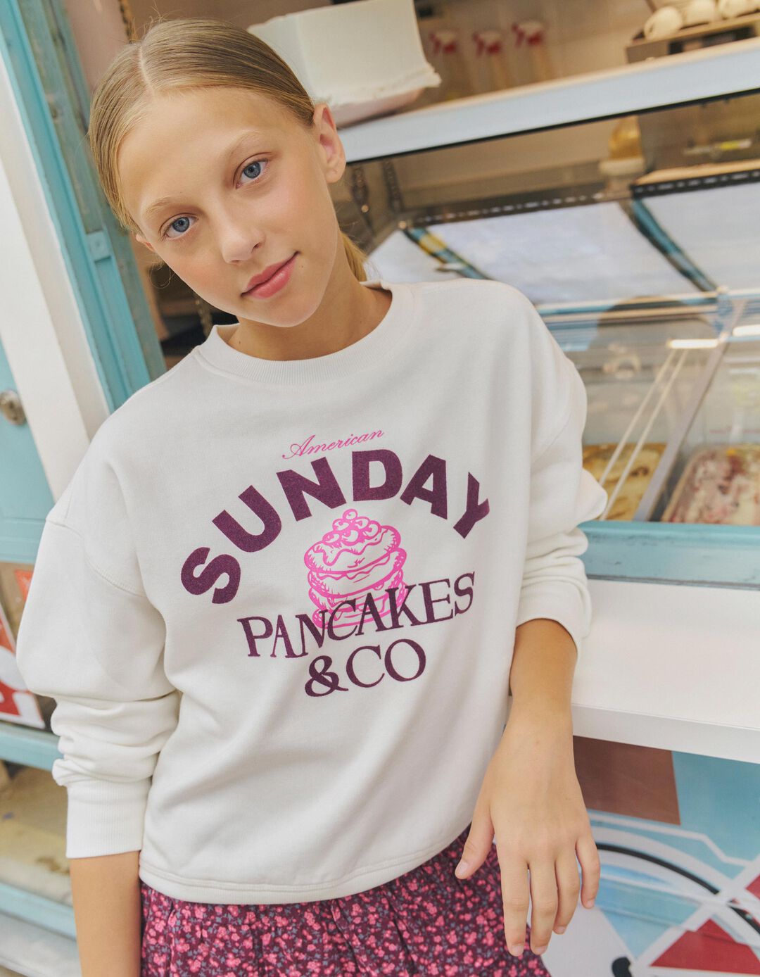 Sweatshirt Estampada, Menina, Branco