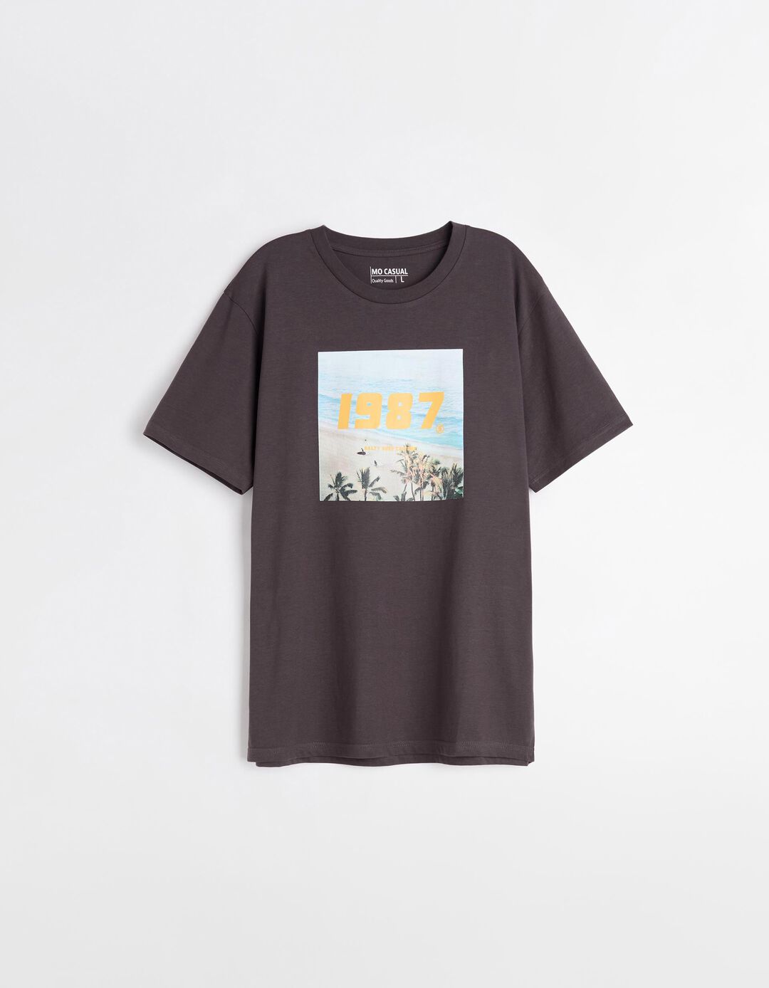 T-shirt Jersey Estampado, Homem, Cinzento Escuro