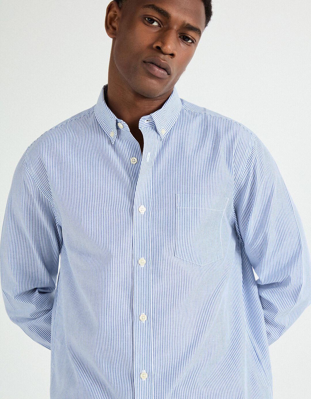 Camisa de Riscas, Homem, Azul