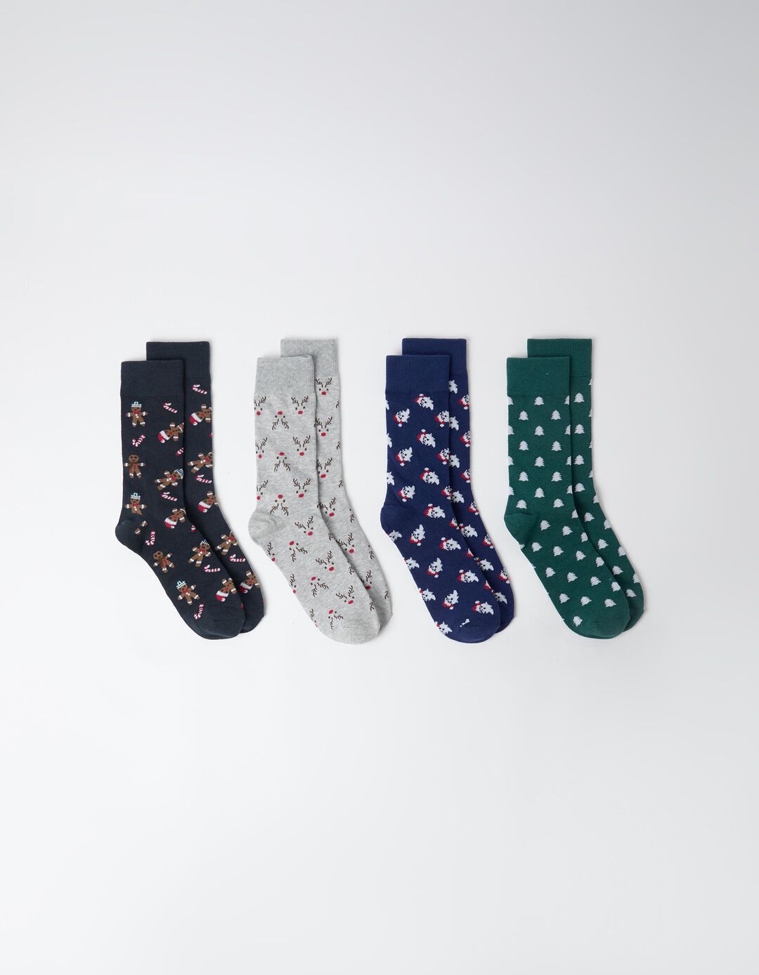 Pack 4 Pares De Meias De Natal, Homem, Verde Escuro