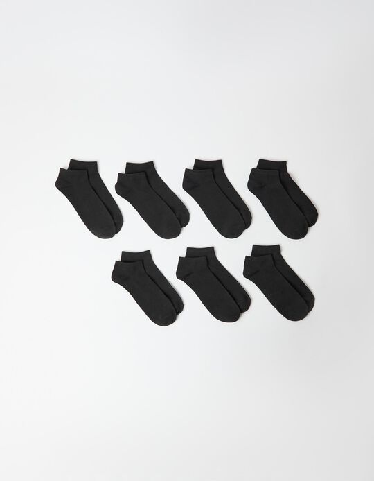 Comprar Online Pack 7 Pares de Meias Tornozelo, Homem, Preto