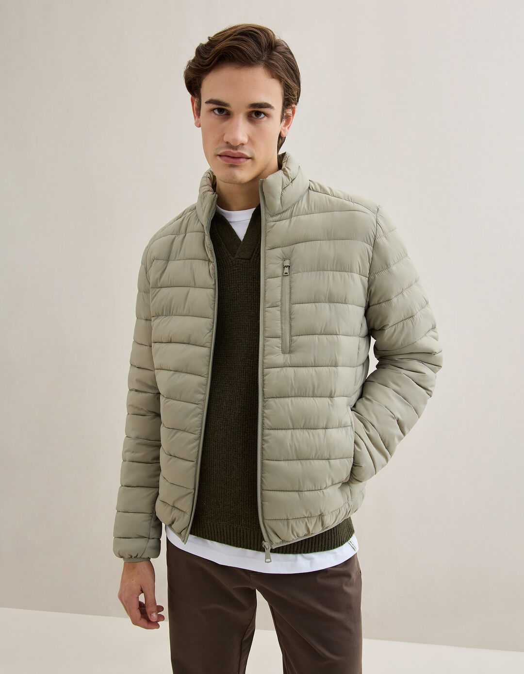 Casaco Acolchoado, Homem, Bege Escuro