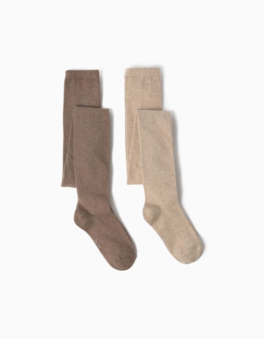 Comprar Online Pack 2 Collants, Menina, Castanho
