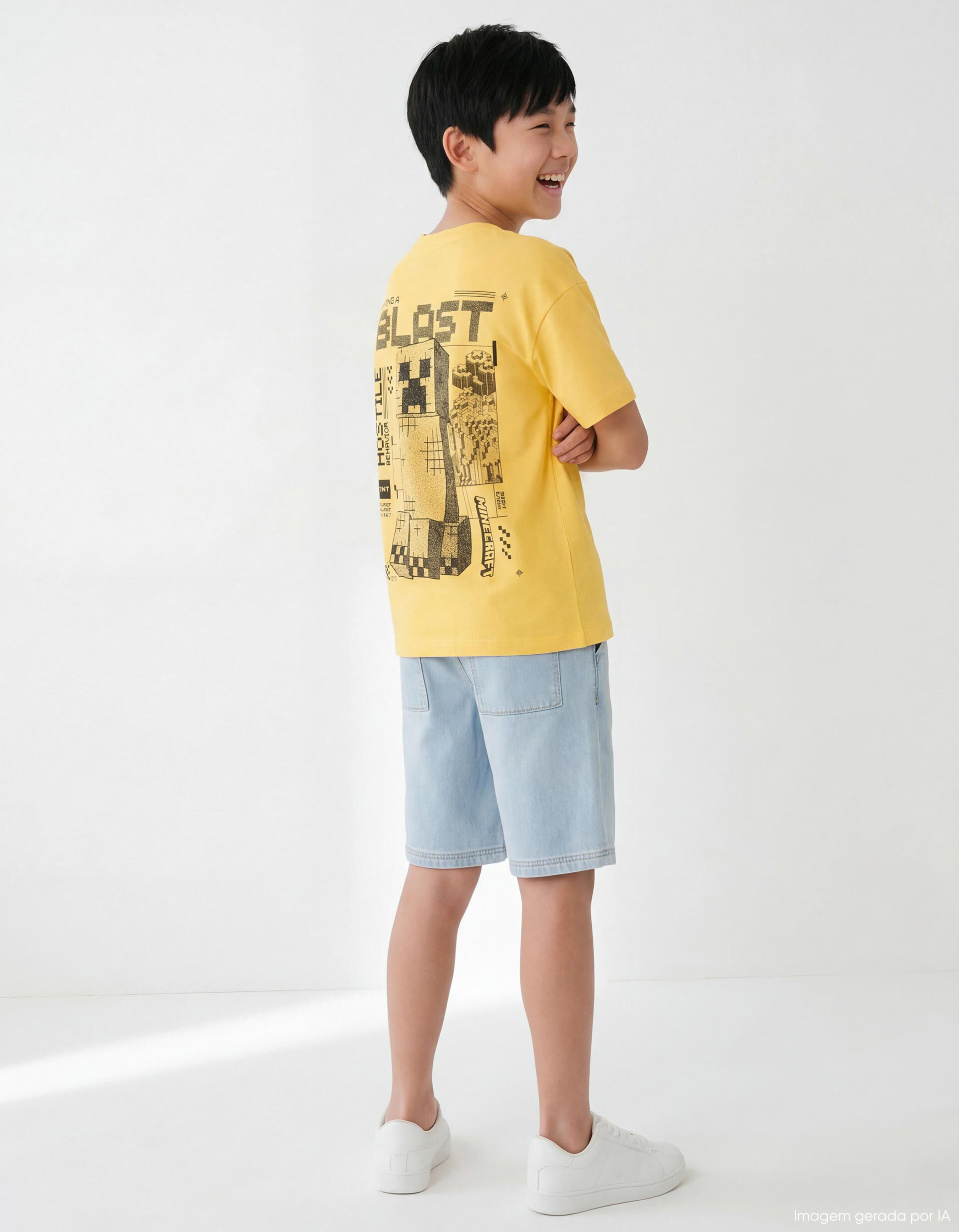 Comprar Online T-shirt Manga Curta 'Minecraft', Menino, Amarelo