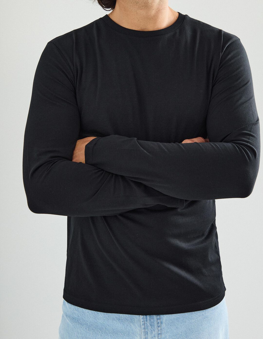 T-shirt Manga Comprida, Homem, Preto