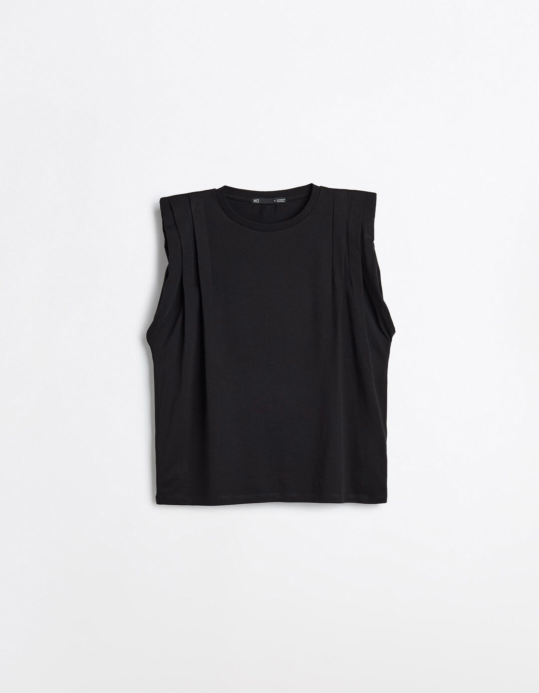 T-shirt Com Ombreiras, Mulher, Preto