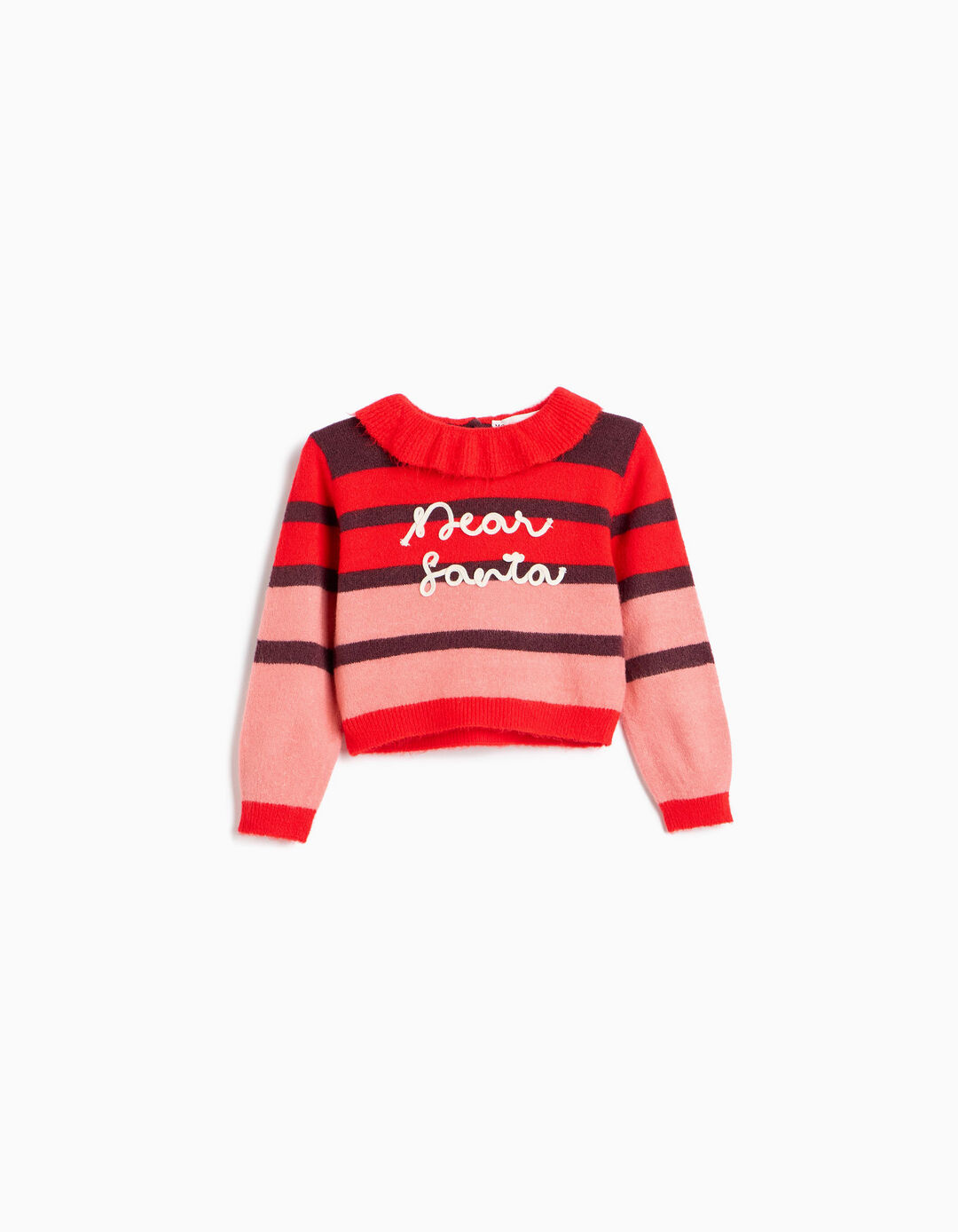 Camisola De Malha &Agrave;s Riscas, Menina, Vermelho Escuro