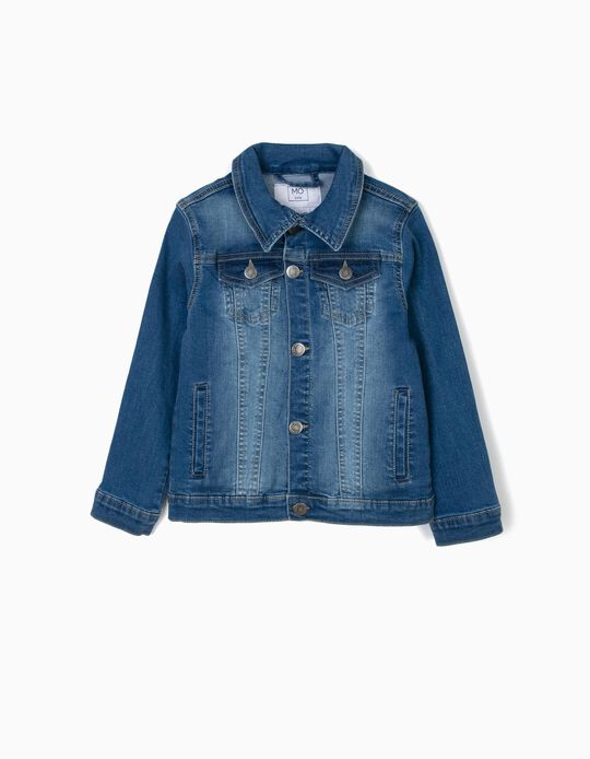 Blus&atilde;o de ganga com lavagem