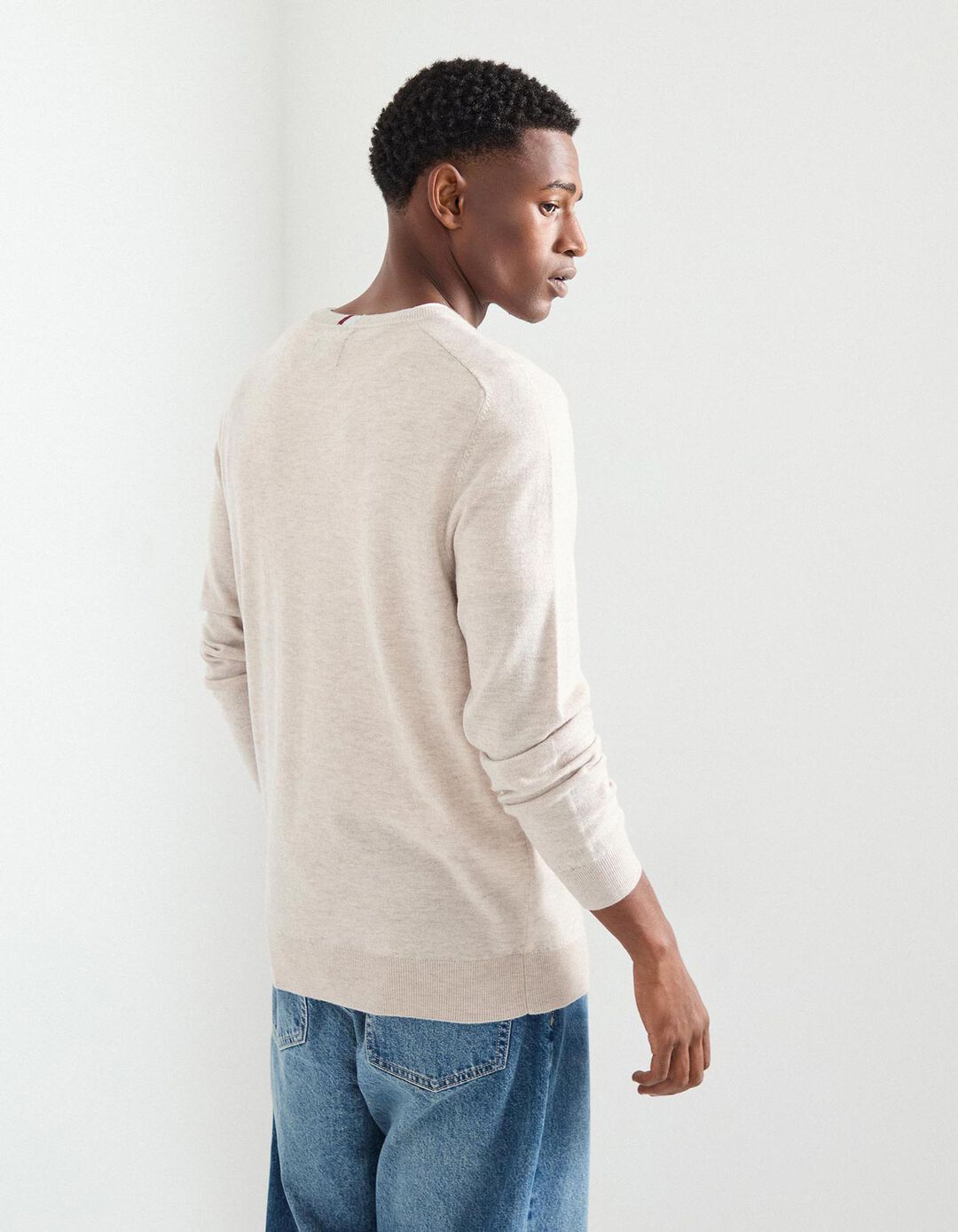 Camisola com Caxemira, Homem, Bege