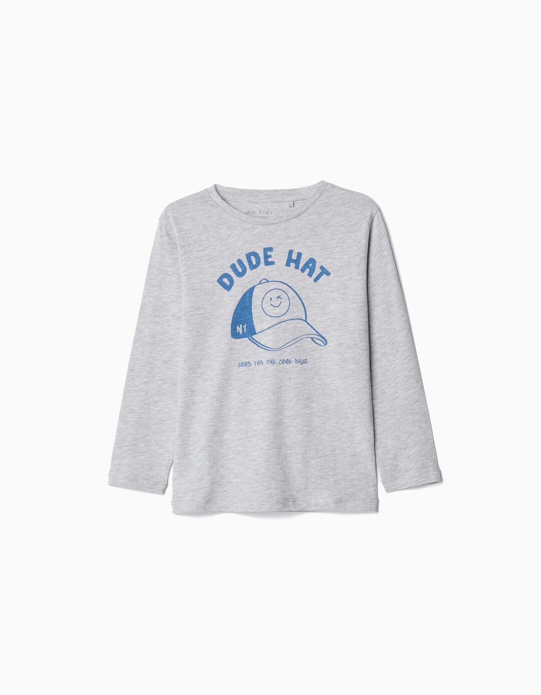 T-shirt de Manga Comprida, Menino, Cinzento Claro