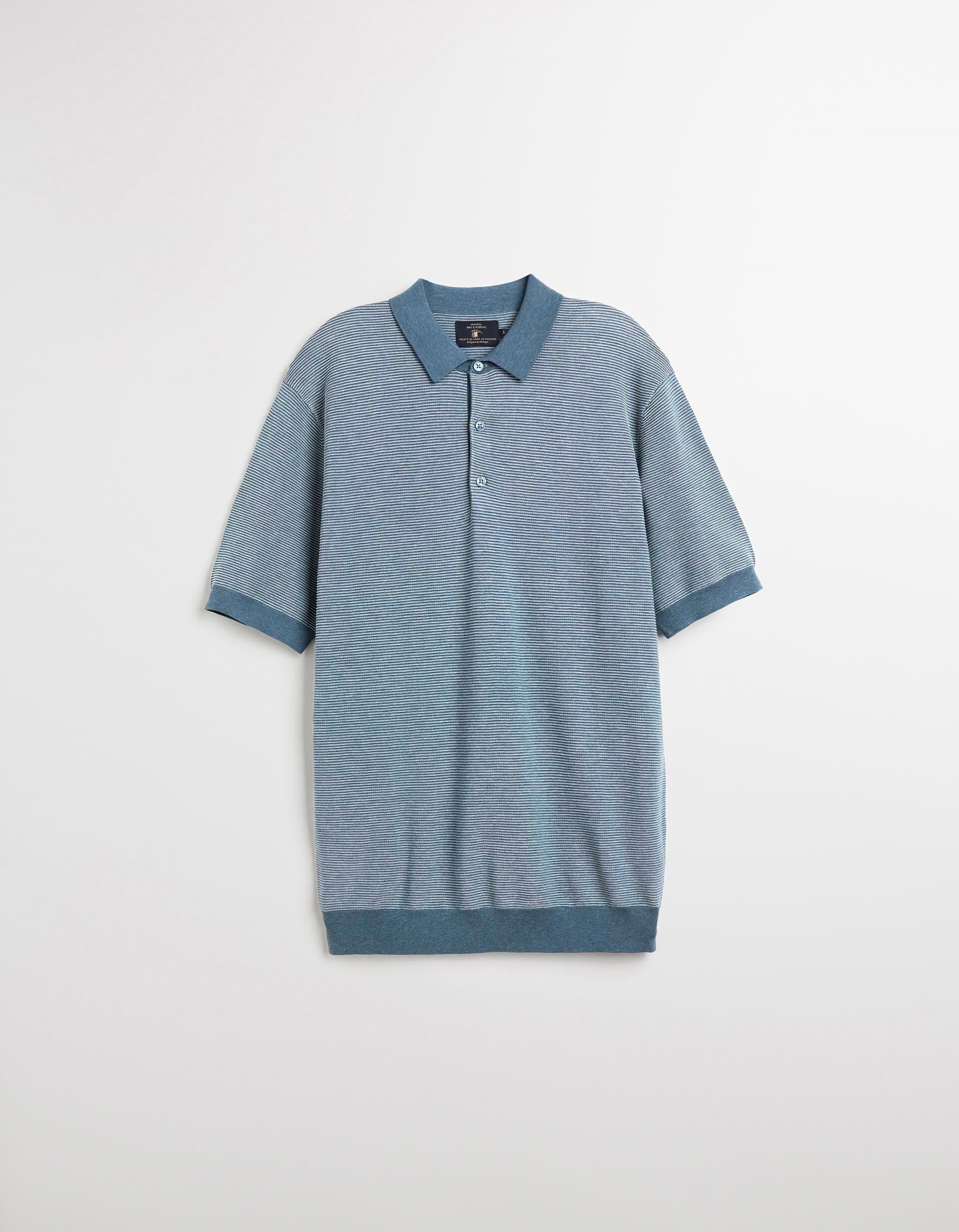 Comprar Online Polo de Malha com Riscas, Homem, Azul