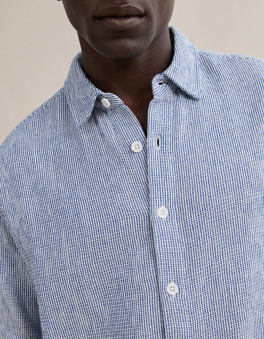 Camisa &Agrave;s Riscas, Homem, Azul Escuro
