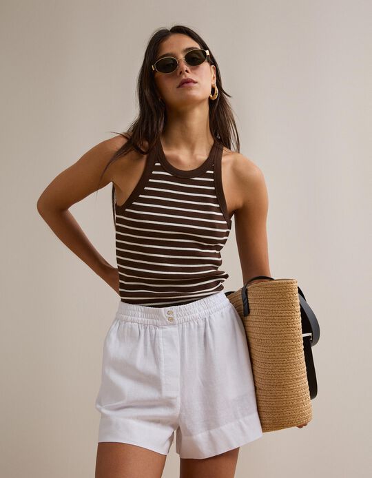 Comprar Online Tank Top Canelado, Mulher, Castanho Escuro